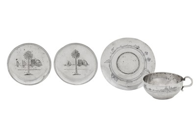 Lot 260 - A mid-20th century Iraqi silver and niello cup and saucer, probably Omara dated 1948