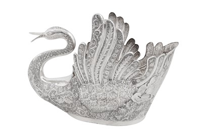 Lot 249 - A mid-20th century Persian (Iranian) silver swan bowl or jardiniere, Isfahan circa 1960