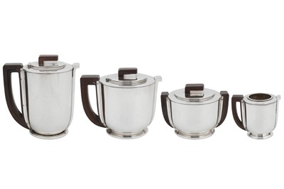 Lot 311 - An early 20th century French Art Deco 950 standard silver four-piece tea and coffee service, Paris circa 1930 by Tétard Frères