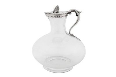 Lot 423 - Earl of Tankerville - A Victorian sterling silver mounted glass claret jug, London 1862 by Charles Thomas Fox and George Fox