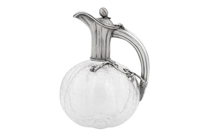 Lot 422 - A Victorian sterling silver mounted glass claret jug, Sheffield 1887 by Sissons