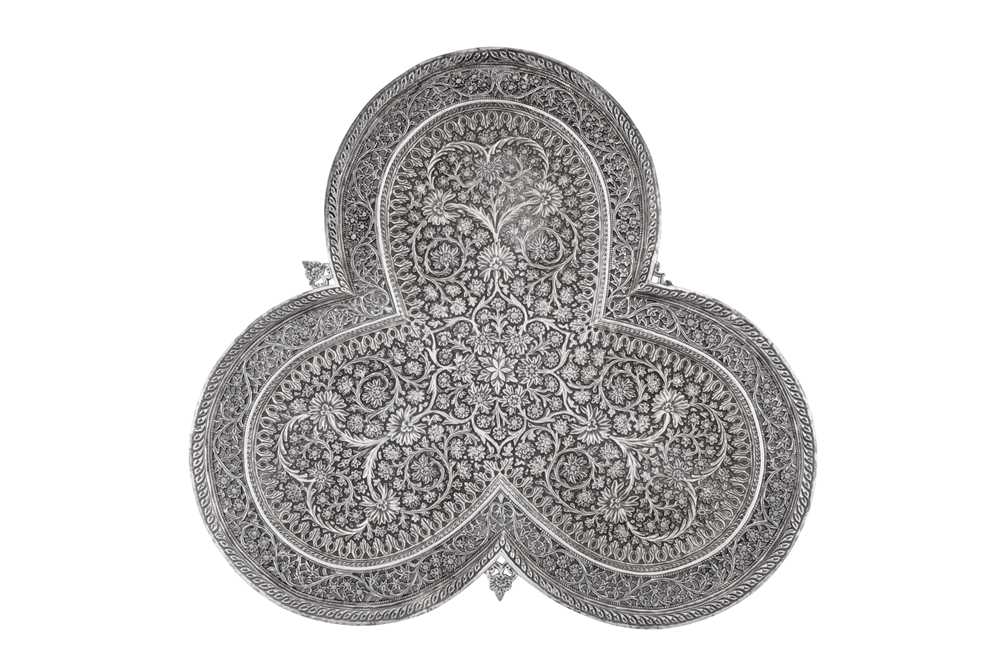 Lot 118 - A late 19th / early 20th century Anglo – Indian unmarked silver tray, Kashmir circa 1900