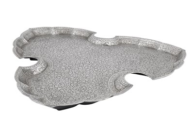 Lot 119 - A late 19th century Anglo – Indian unmarked silver tray, Kashmir circa 1880