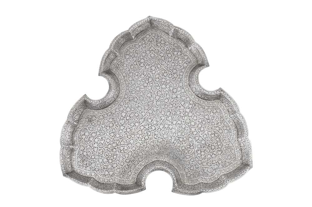 Lot 119 - A late 19th century Anglo – Indian unmarked silver tray, Kashmir circa 1880