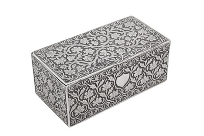 Lot 116 - A late 19th / early 20th century Anglo – Indian unmarked silver box, Kashmir circa 1900