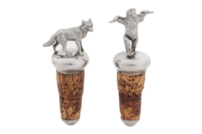 Lot 271 - Two Alexander II late 19th century Russian 84 zolotnik silver bottle stoppers, Saint Petersburg circa 1880 by Erick Strand (b.1835)