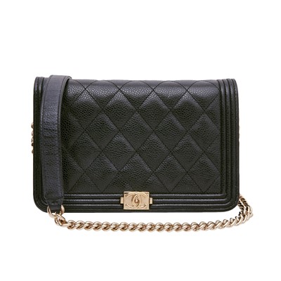 Lot 160 - Chanel Black Boy Wallet On Chain