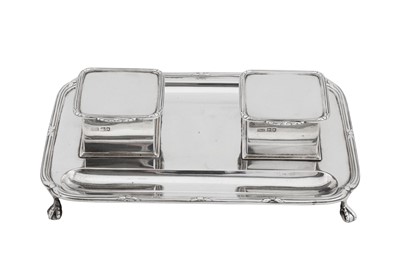 Lot 393 - A George V sterling silver inkstand, London 1914 by Lional Alfred Crichton