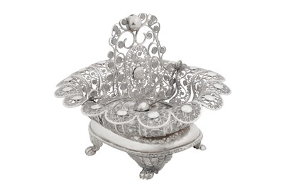 Lot 238 - A mid-19th century Greek silver filigree basket, Athens circa 1850 marked ΦΧ ΙΣ (unidentified)