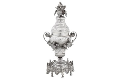 Lot 230 - A late 19th century Egyptian (Ottoman Turkish) silver confectionary jar, Cairo circa 1880 by Madat Ghazarosyan