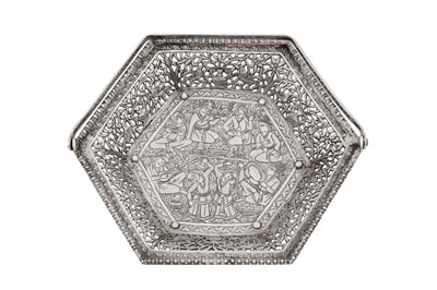 Lot 246 - An early 20th century Persian (Iranian) silver small basket, Isfahan circa 1920 by Ja’far
