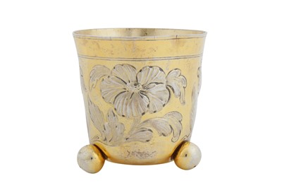 Lot 295 - A mid to late 17th century German silver gilt beaker, Nuremberg circa 1670 by Reinhold Riel (meister 1652, d. 1686)