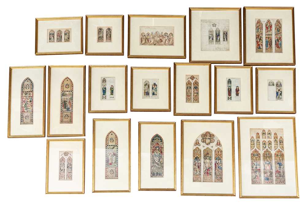 Lot 194 - A collection of seventeen original designs for stained glass windows, late 19th century