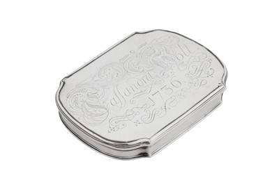 Lot 17 - A George II unmarked silver snuff box, dated 1736