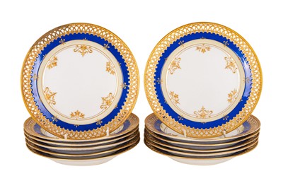 Lot 146 - A set of twelve late 19th century KPM dessert plates
