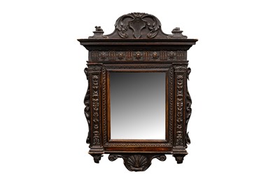 Lot 61 - A late 17th / early 18th century carved and lacquered walnut wall mirror