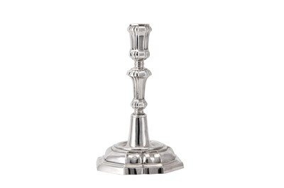 Lot 292 - A mid-18th century German silver candlestick, town marked obscured circa 1750
