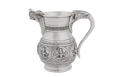 Lot 130 - A late 19th / early 20th century Anglo – Indian silver milk jug, Bangalore circa 1900, retailed by Tarachand Pursram Ramswam of Bombay