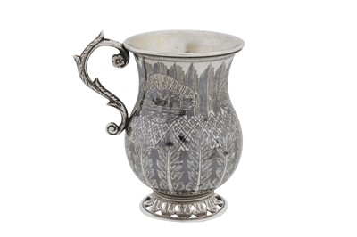 Lot 239 - A late 19th / early 20th century Armenian silver and niello christening mug, Van circa 1900 by Dikran Avakyan