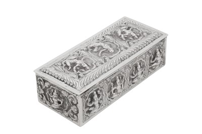 Lot 134 - A late 19th century Anglo – Indian unmarked silver box, Madras circa 1890