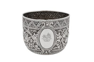 Lot 96 - A Victorian sterling silver Anglo – Indian style sugar bowl, London 1898 by Wakely and Wheeler
