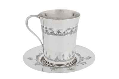 Lot 262 - An early 20th century Iraqi silver and niello mug, Omara dated 1924