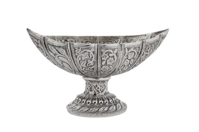 Lot 113 - A late 19th / early 20th century Anglo – Indian unmarked silver pedestal bowl, Kashmir circa 1900