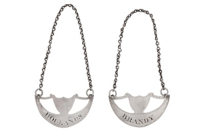 Lot 39 - A pair of George III sterling silver wine labels, Birmingham 1796, attributed to John Thorton