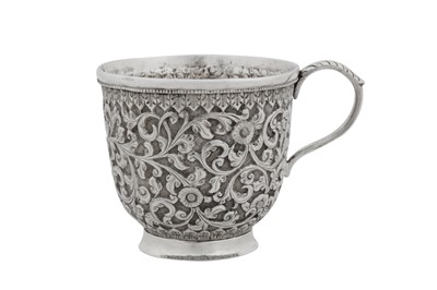Lot 143 - A late 19th century Anglo – Indian silver cup, Cutch with import marks for London 1890 by Louis Hatschek and Co (reg. 26th May 1891)