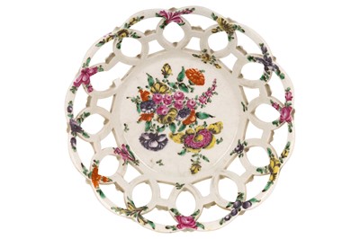 Lot 125 - A Dr. Wall period Worcester porcelain basket, circa 1765