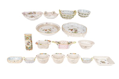 Lot 172 - A group of Herend Rothschild Birds pattern items of pierced porcelain items