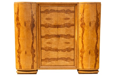 Lot 33 - A Northern European Karelian birch Art Deco wardrobe, circa 1930s