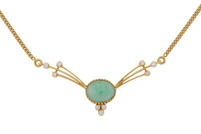 Lot 88 - A jade and diamond necklace