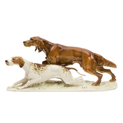 Lot 383 - Two Hutschenreuther porcelain figures of gun dogs