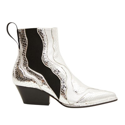 Lot 461 - Serigio Rossi Silver Western Ankle Boot - Size 36.5