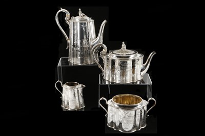 Lot 440 - An antique Victorian Silver plated four piece...