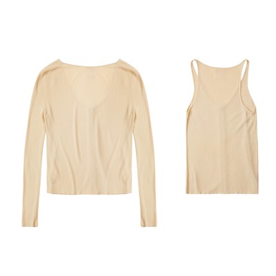 Lot 136 - Chanel Beige Ribbed Knit Twin Set - Size 42