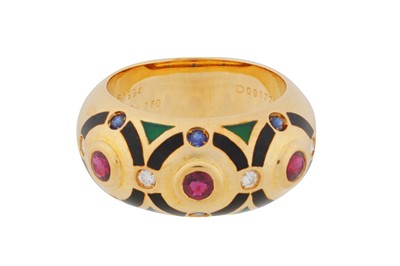 Lot 157 - Cartier l A gem-set enamel ring, circa 1994