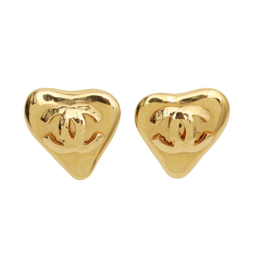 Lot 156 - Chanel Heart CC Clip On Earrings