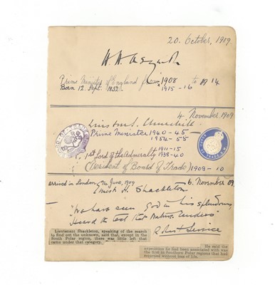 Lot 308 - Churchill (Winston Spencer), Ernest Shackleton & H.H. Asquith