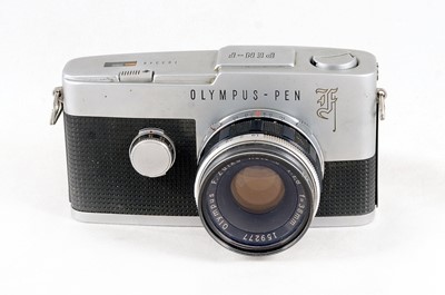 Lot 286 - Chrome "Gothic" Olympus Pen F Half Frame SLR.