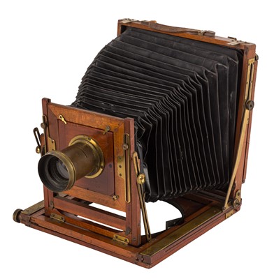 Lot 29 - A Whole Plate Mahogany & Brass Field Camera