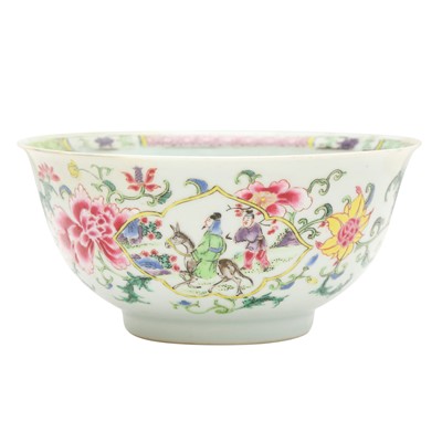 Lot 259 - A Chinese famille-rose 'figurative' bowl, Qing dynasty, 18th century