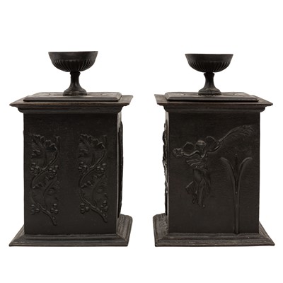 Lot 165 - Pair of Karl Johan period Swedish cast iron tobacco jars, circa 1820s