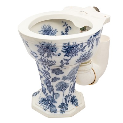 Lot 312 - A Victorian blue and white Shanks patent Barhead toilet