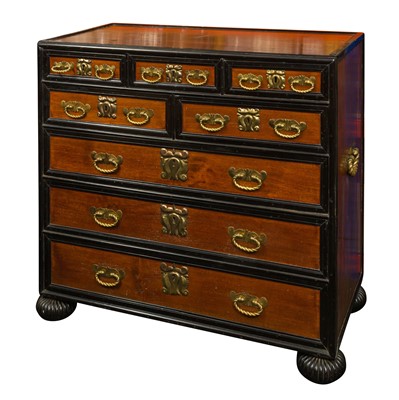 Lot 1 - An Indo-Dutch (Dutch East Indies Co.) teak and ebonised chest of drawers