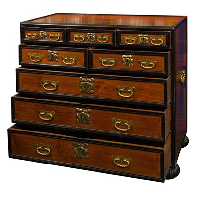 Lot 1 - An Indo-Dutch (Dutch East Indies Co.) teak and ebonised chest of drawers