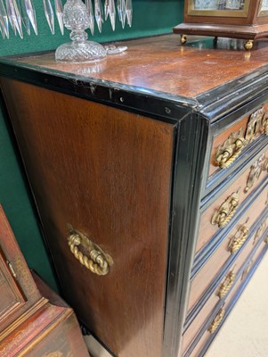 Lot 1 - An Indo-Dutch (Dutch East Indies Co.) teak and ebonised chest of drawers