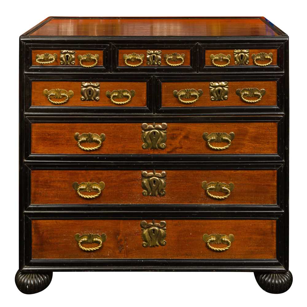 Lot 1 - An Indo-Dutch (Dutch East Indies Co.) teak and ebonised chest of drawers