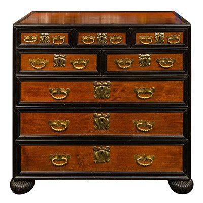 Lot 1 - An Indo-Dutch (Dutch East Indies Co.) teak and ebonised chest of drawers